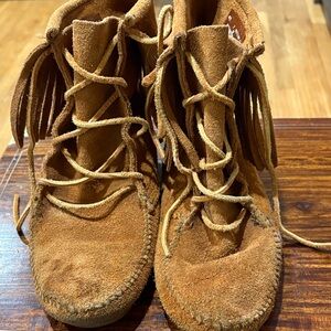 Suede Fringe Ankle Boots